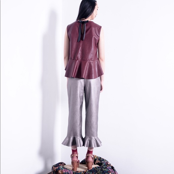 NLA DESIGNS METALLIC RUFFLED HEM PANTS - Picture 9 of 9